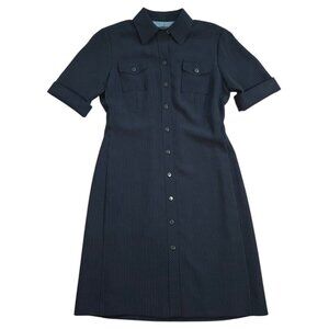 Tahari Petite Pinstripe Button Front Midi Dress 6P Black, for woman.